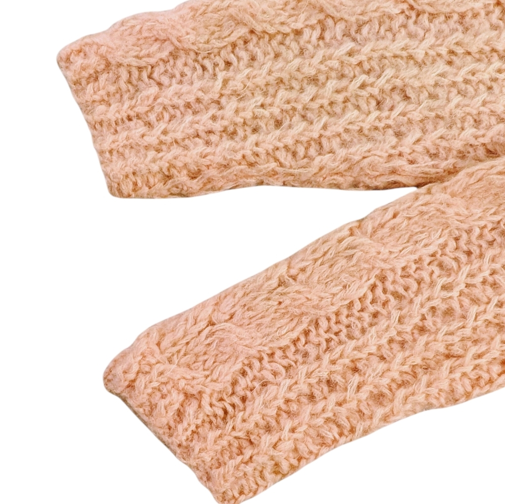 Vintage Italian Hand-Knit Mohair Wool Cable Knit Cardigan Sweater Small  F279 - Picture 8 of 9
